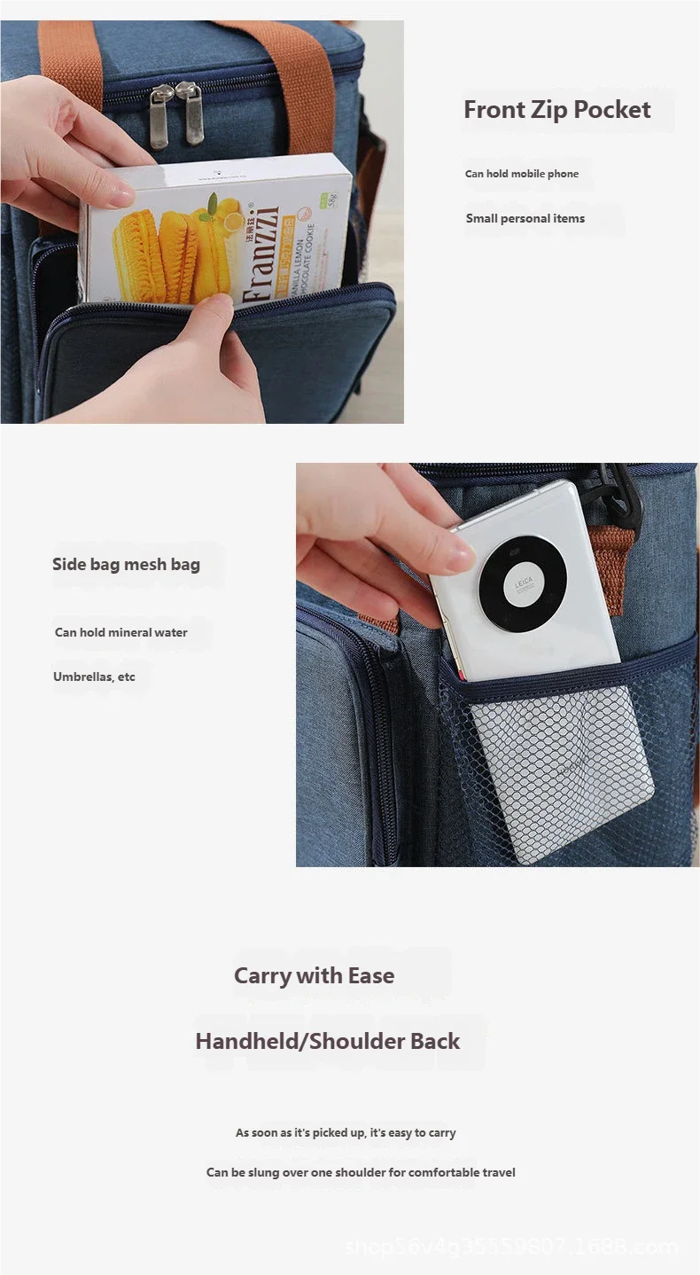 Lunch Bag with Shoulder Strap Handle Cooler Bag Women Portable Food Bag for Work Student Thermal Lunch Box Fridge Bag