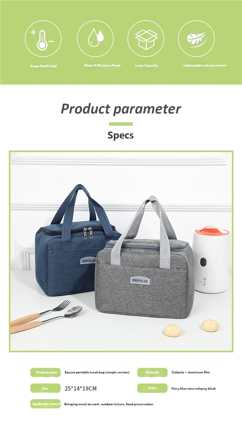 Lunch Bag with Shoulder Strap Handle Cooler Bag Women Portable Food Bag for Work Student Thermal Lunch Box Fridge Bag