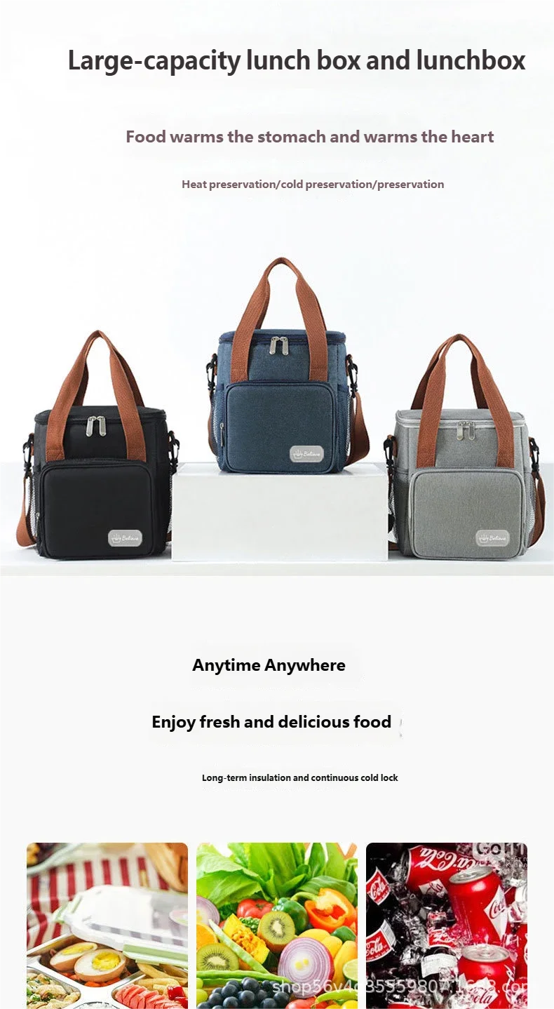 Lunch Bag with Shoulder Strap Handle Cooler Bag Women Portable Food Bag for Work Student Thermal Lunch Box Fridge Bag