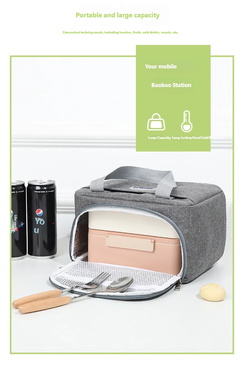 Lunch Bag with Shoulder Strap Handle Cooler Bag Women Portable Food Bag for Work Student Thermal Lunch Box Fridge Bag