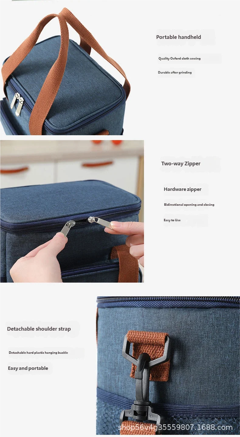 Lunch Bag with Shoulder Strap Handle Cooler Bag Women Portable Food Bag for Work Student Thermal Lunch Box Fridge Bag