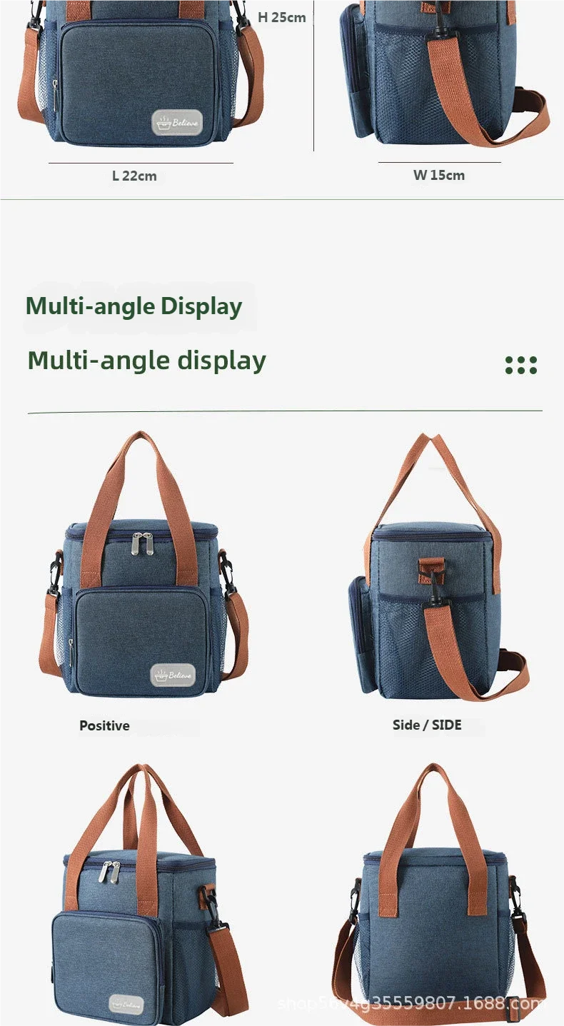 Lunch Bag with Shoulder Strap Handle Cooler Bag Women Portable Food Bag for Work Student Thermal Lunch Box Fridge Bag