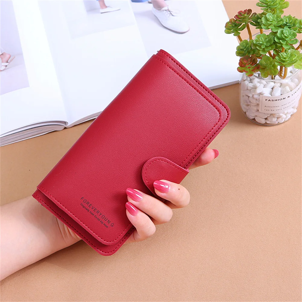 Fashion Women Leather Wallet Long Purse Phone Card Holder Case Clutch Large Capacity Ladies Girls Mobile Phone ID Card Holder