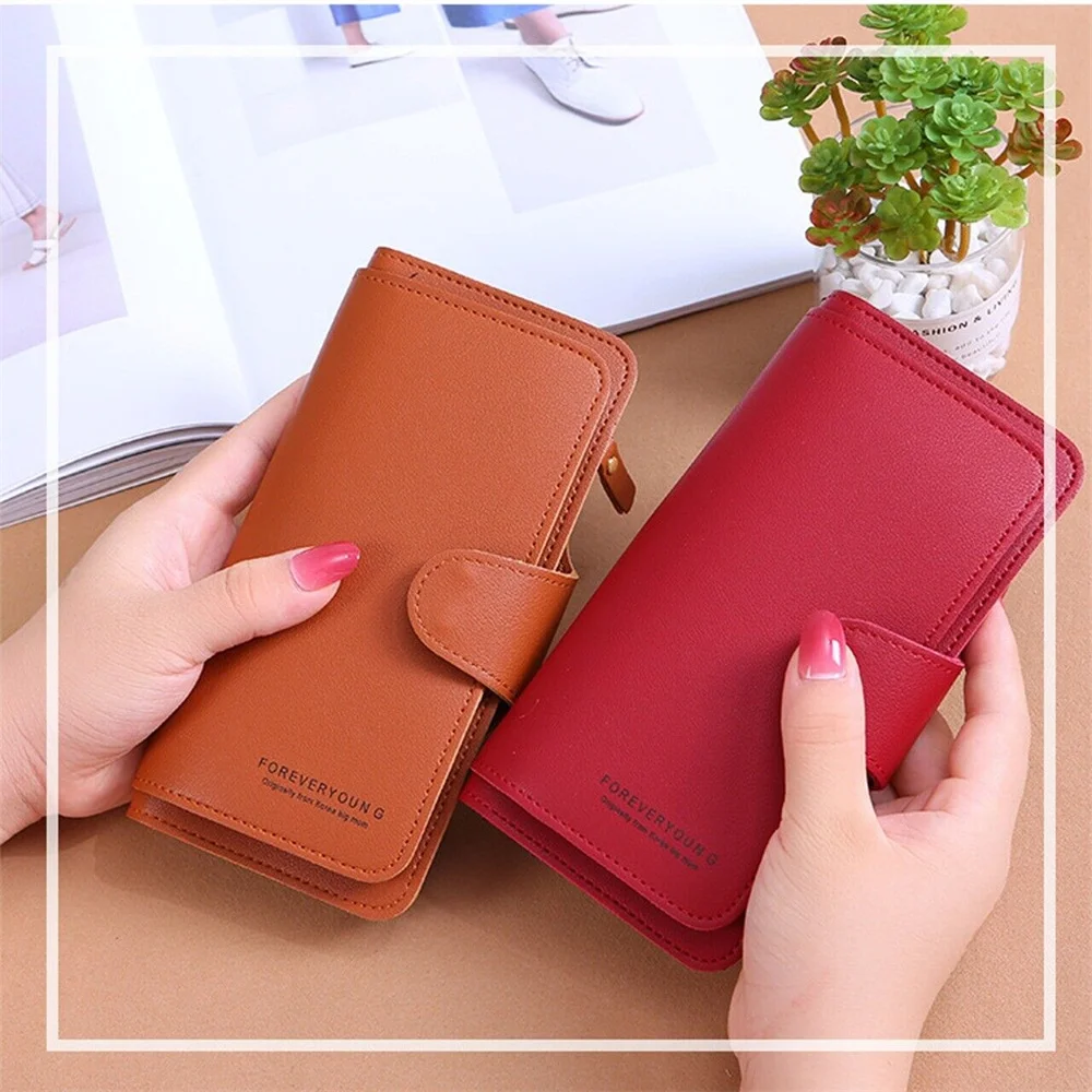 Fashion Women Leather Wallet Long Purse Phone Card Holder Case Clutch Large Capacity Ladies Girls Mobile Phone ID Card Holder