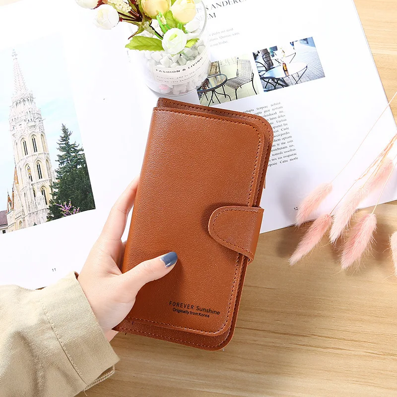 Fashion Women Leather Wallet Long Purse Phone Card Holder Case Clutch Large Capacity Ladies Girls Mobile Phone ID Card Holder