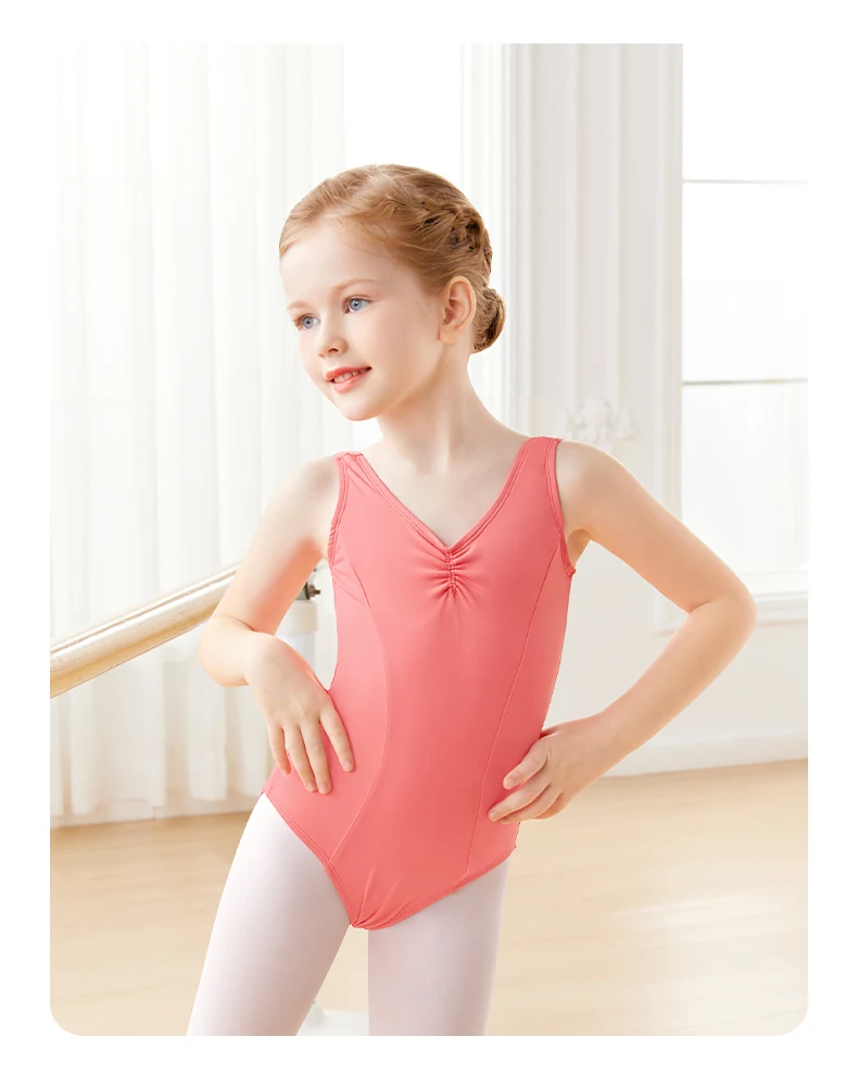 Girls Ballet Leotards Gymnastic Dance Tank Leotards with Full Lining Kids Nylon Classic Ballet Bodysuit Child Ballet Costumes