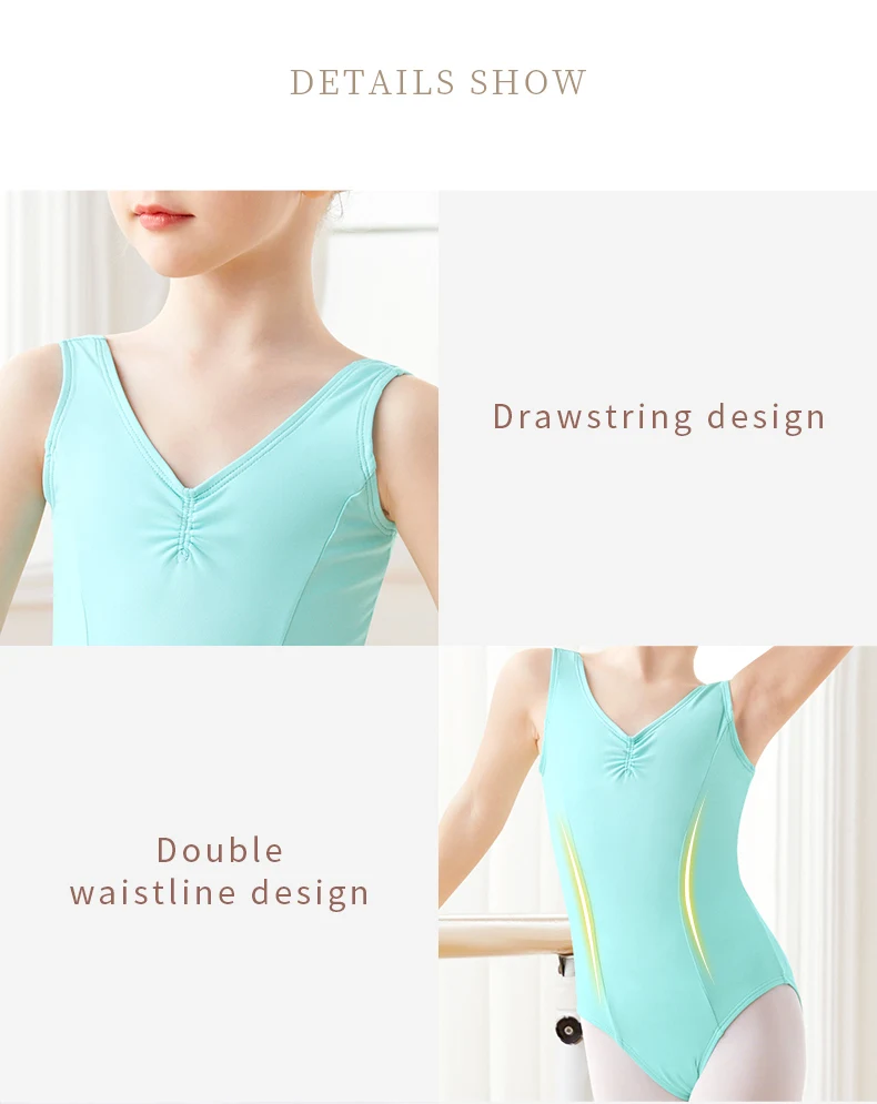 Girls Ballet Leotards Gymnastic Dance Tank Leotards with Full Lining Kids Nylon Classic Ballet Bodysuit Child Ballet Costumes
