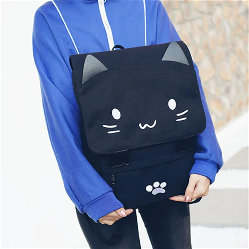 Japanese Stupid Cute 3D Cat Large Capacity Book Bag, Girl Cartoon Backpack, Women's Backpacks