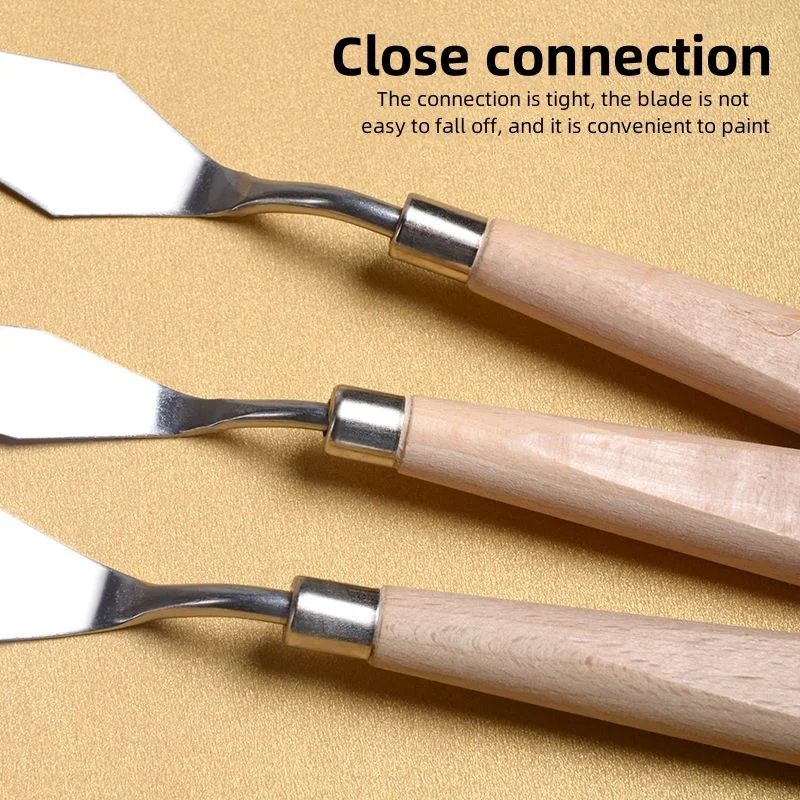 5-Piece Oil Painting Palette Knife Scraper Wooden Varnish Spatula Smoothing Knife