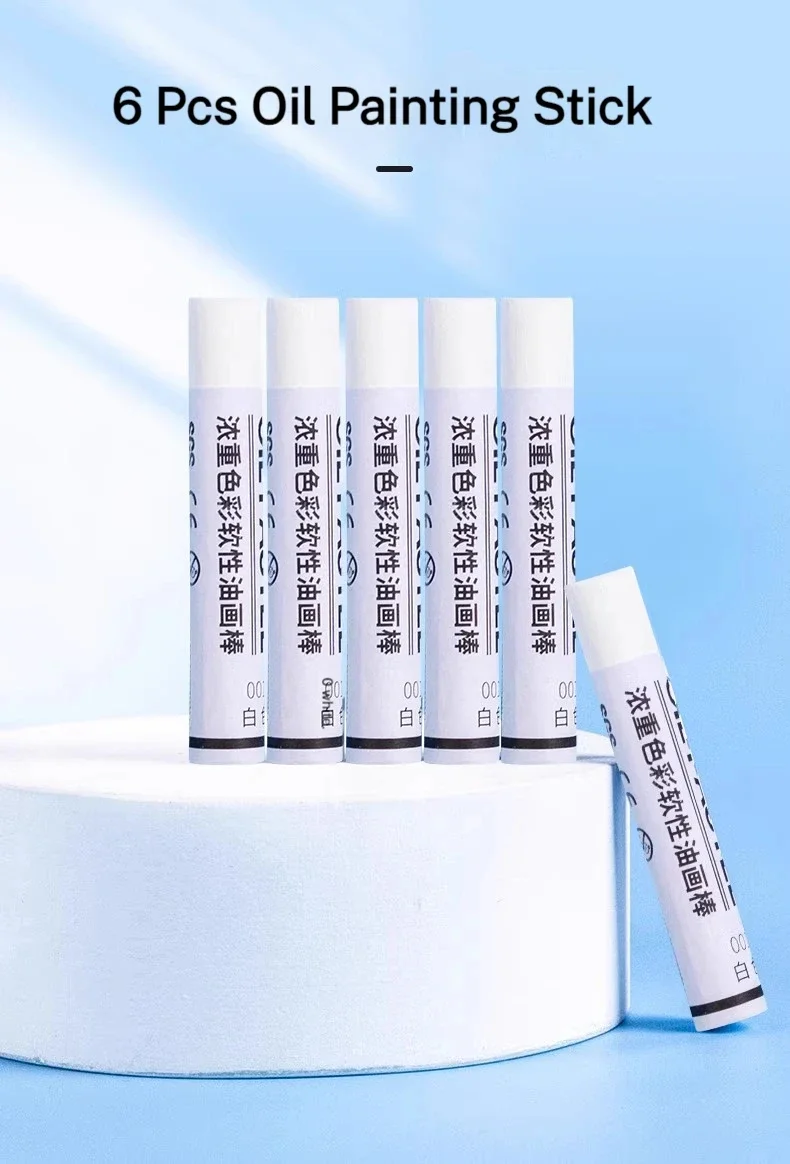 6/12 Pcs Artist Professional Painting Oil Pastel Stick Set White Color Soft Paint Graffiti Crayon Drawing Art Students Supplies