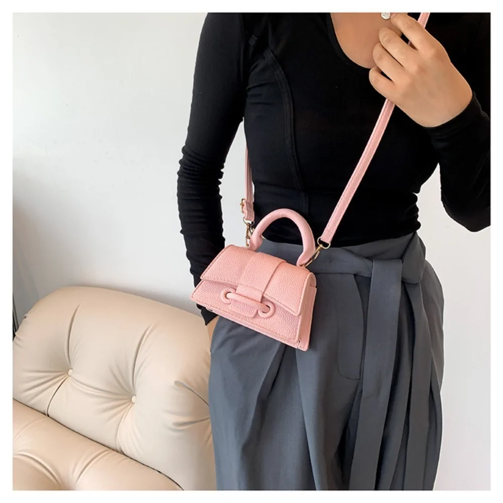 High Quality Fashion PU Leather Bag Solid Color Shoulder Crossbody Bag Cute Buckle Square Bag Hand Carry Small Bag Messenger Bag