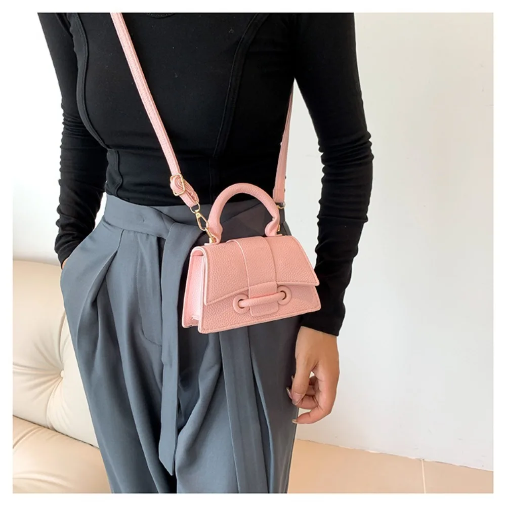 High Quality Fashion PU Leather Bag Solid Color Shoulder Crossbody Bag Cute Buckle Square Bag Hand Carry Small Bag Messenger Bag