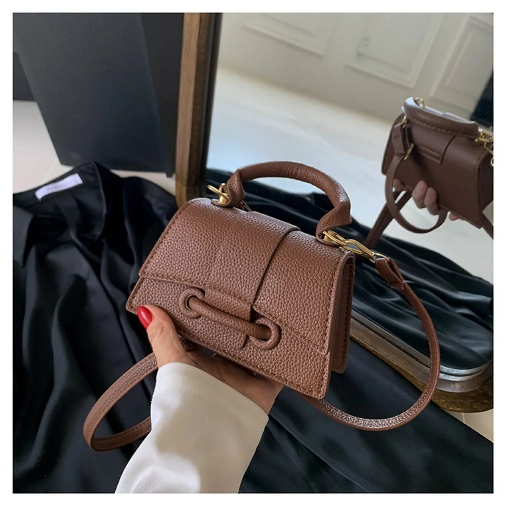 High Quality Fashion PU Leather Bag Solid Color Shoulder Crossbody Bag Cute Buckle Square Bag Hand Carry Small Bag Messenger Bag