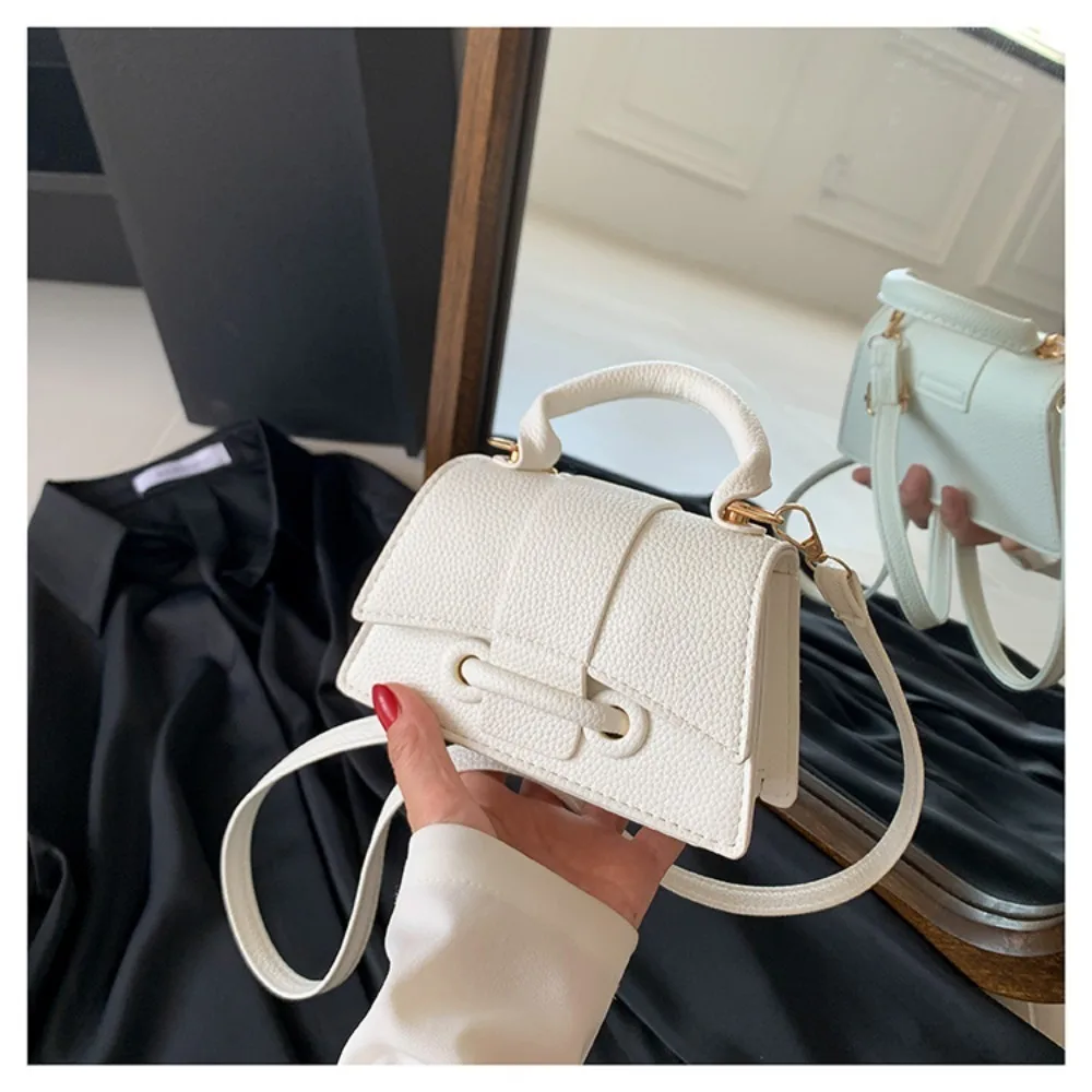High Quality Fashion PU Leather Bag Solid Color Shoulder Crossbody Bag Cute Buckle Square Bag Hand Carry Small Bag Messenger Bag