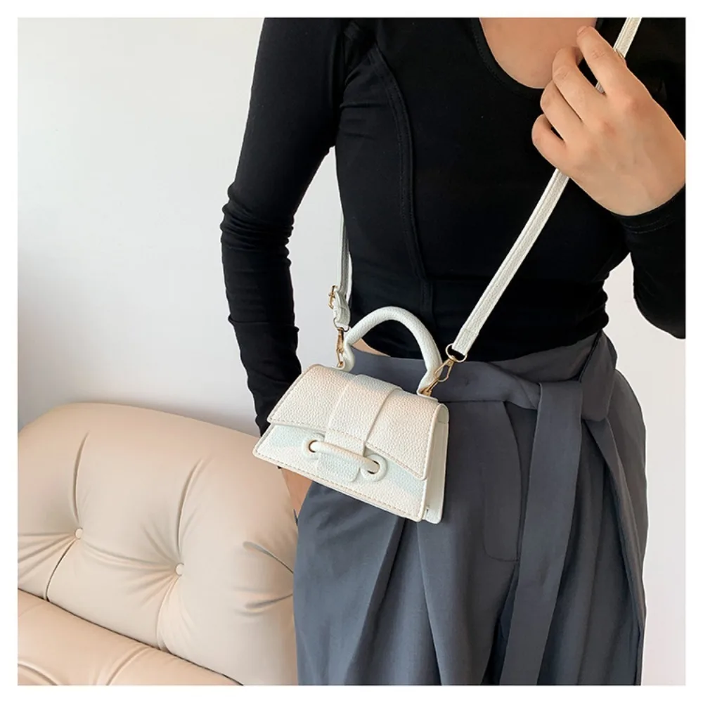 High Quality Fashion PU Leather Bag Solid Color Shoulder Crossbody Bag Cute Buckle Square Bag Hand Carry Small Bag Messenger Bag