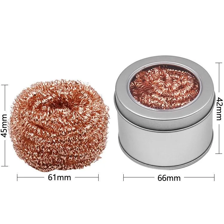 Desoldering Cleaning Ball Soldering Iron Mesh Filter Cleaning Nozzle Tip Copper Wire Cleaner Ball Metal Dross Box Clean Ball