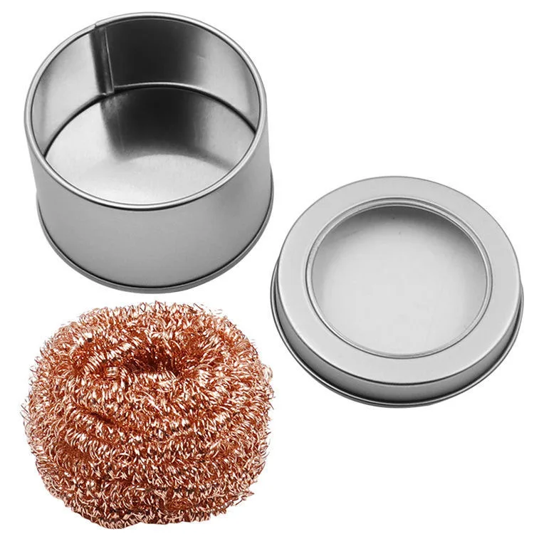 Desoldering Cleaning Ball Soldering Iron Mesh Filter Cleaning Nozzle Tip Copper Wire Cleaner Ball Metal Dross Box Clean Ball