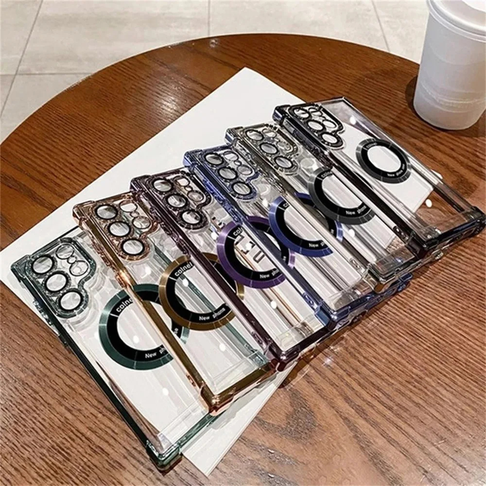 For Magsafe Plating Clear Cases For Samsung Galaxy S26 S25 S24 S23 Ultra S22 Plus S21 FE A36 A35 A34 A55 A54 A53 Magnetic Cover