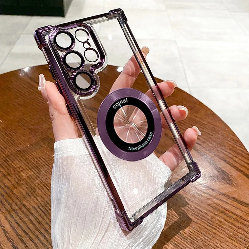 For Magsafe Plating Clear Cases For Samsung Galaxy S26 S25 S24 S23 Ultra S22 Plus S21 FE A36 A35 A34 A55 A54 A53 Magnetic Cover