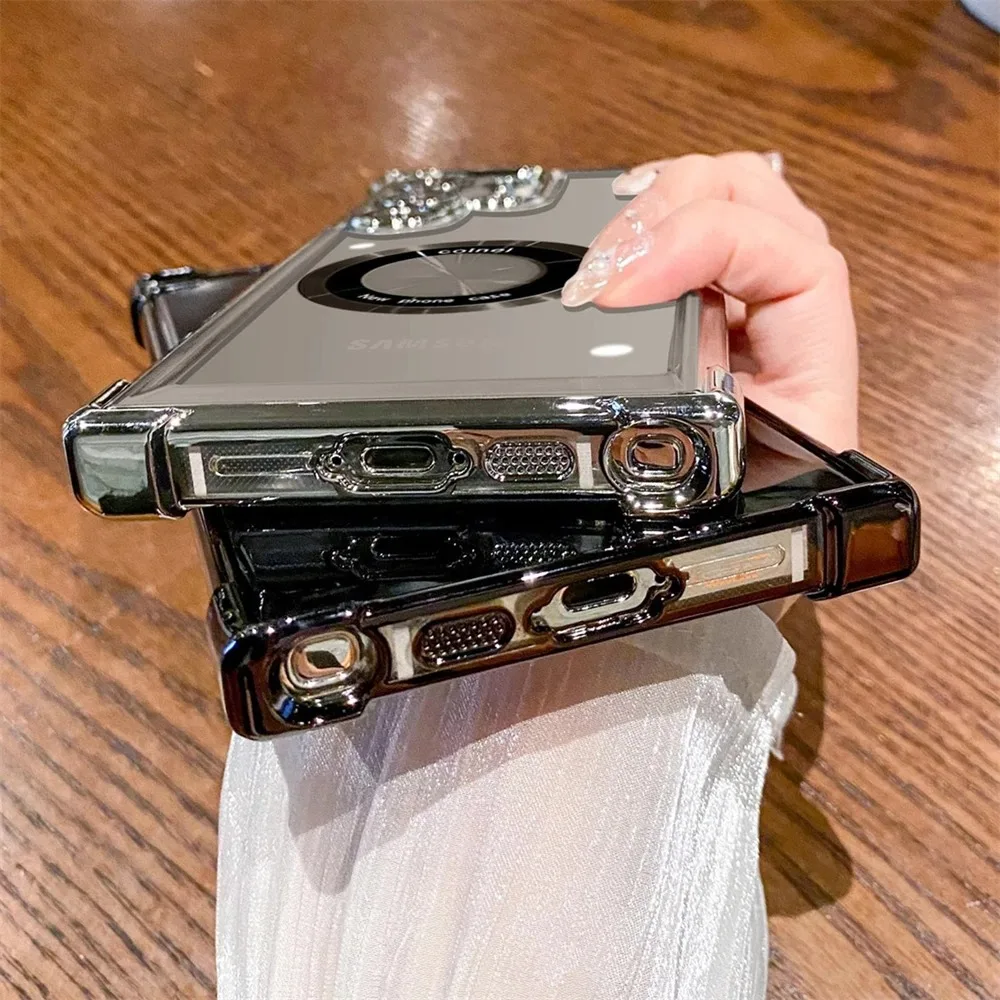 For Magsafe Plating Clear Cases For Samsung Galaxy S26 S25 S24 S23 Ultra S22 Plus S21 FE A36 A35 A34 A55 A54 A53 Magnetic Cover