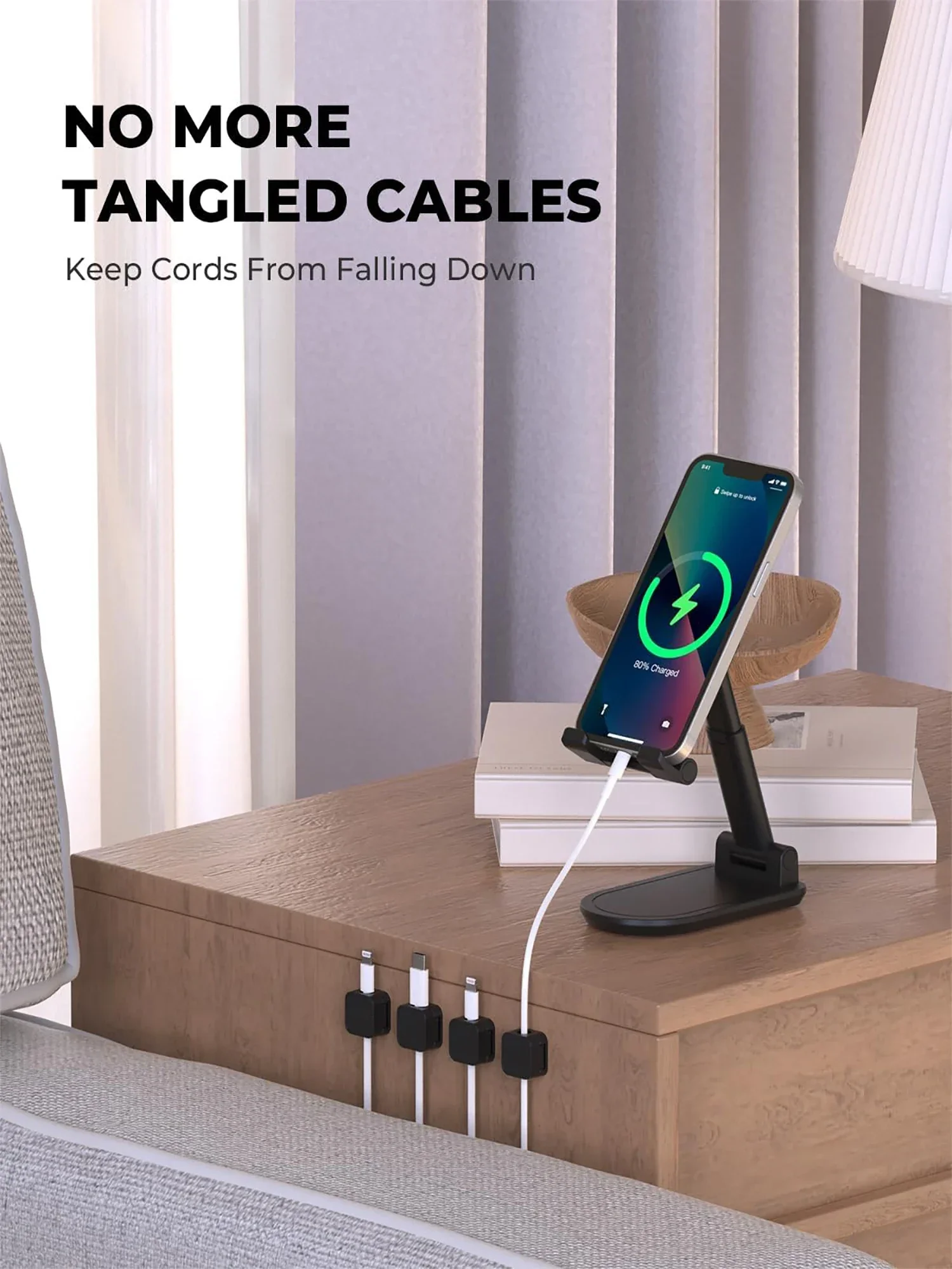 iLMH Non-magnetic Strong ​Cable Clips Adjustable Cord Holder, Adhesive Under Desk Mgmt Organizer, Home Office Car Wall Desktop