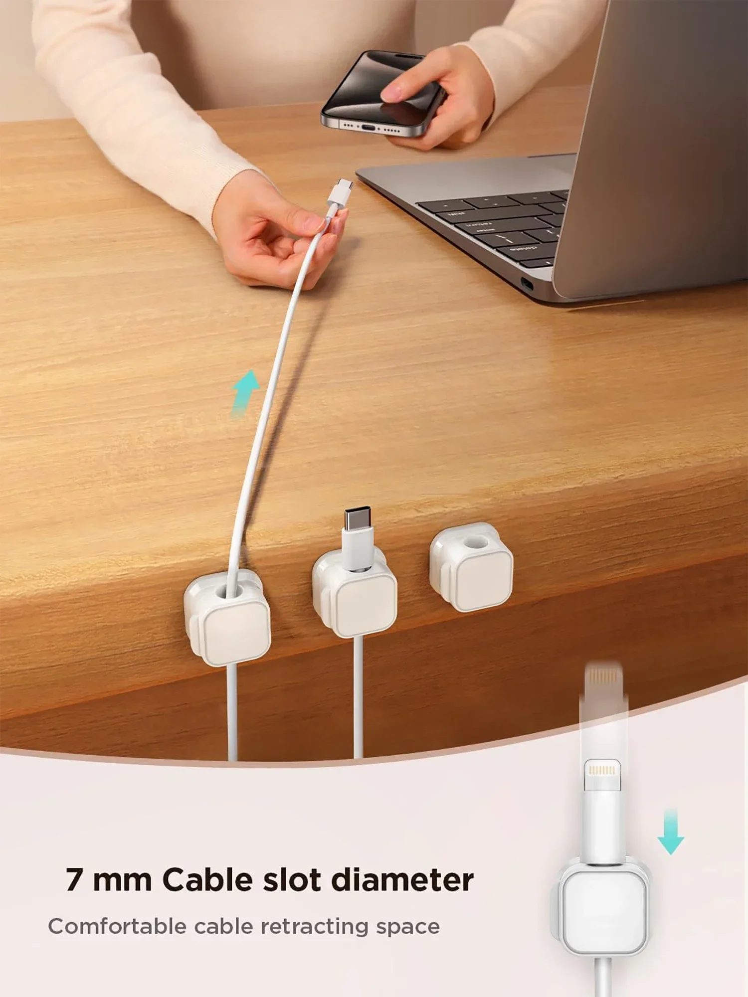iLMH Non-magnetic Strong ​Cable Clips Adjustable Cord Holder, Adhesive Under Desk Mgmt Organizer, Home Office Car Wall Desktop
