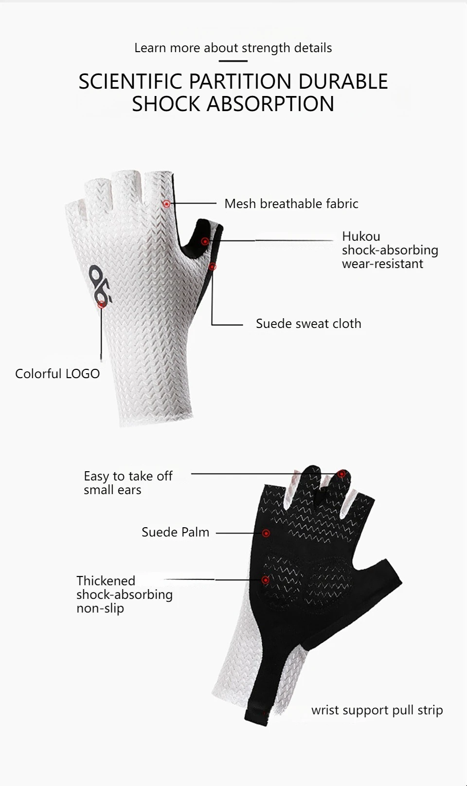 GTUBIKE Summer Breathable Half Finger Cycling Gloves Ultralight Road Bike Gloves Anti-Slip Silicone Pad Cooling Sport Gear