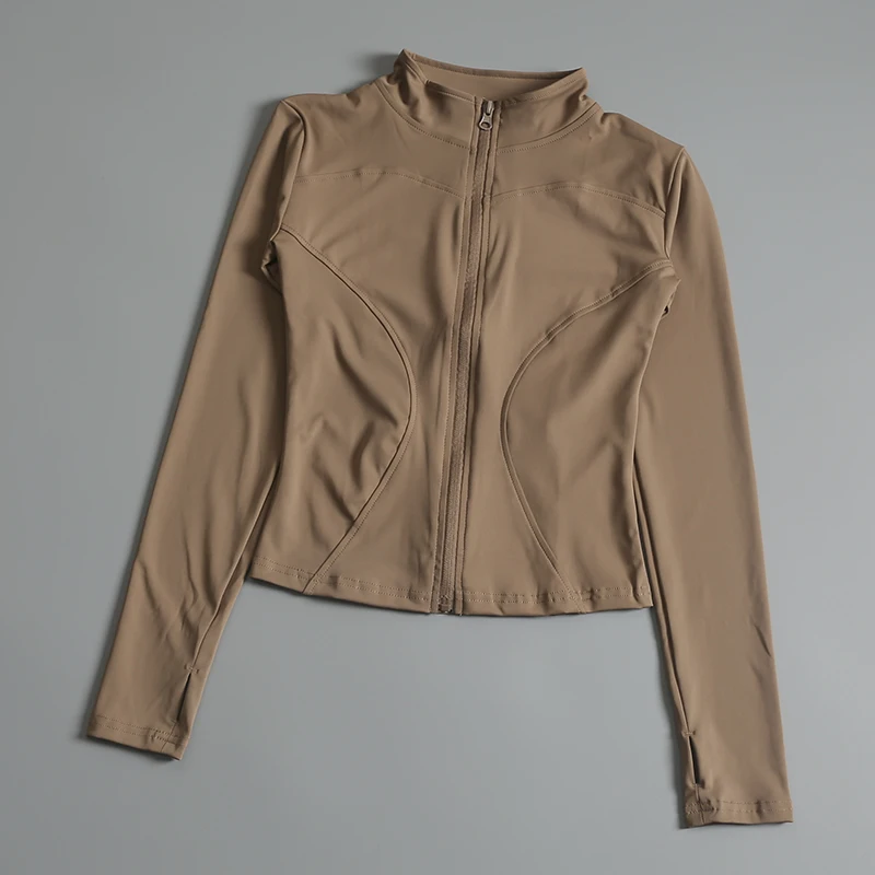 Women Zip Fitness Yoga Shirt Long Sleeve Sports Jacket Gym Top Activewear Running Coats Workout Clothes Woman
