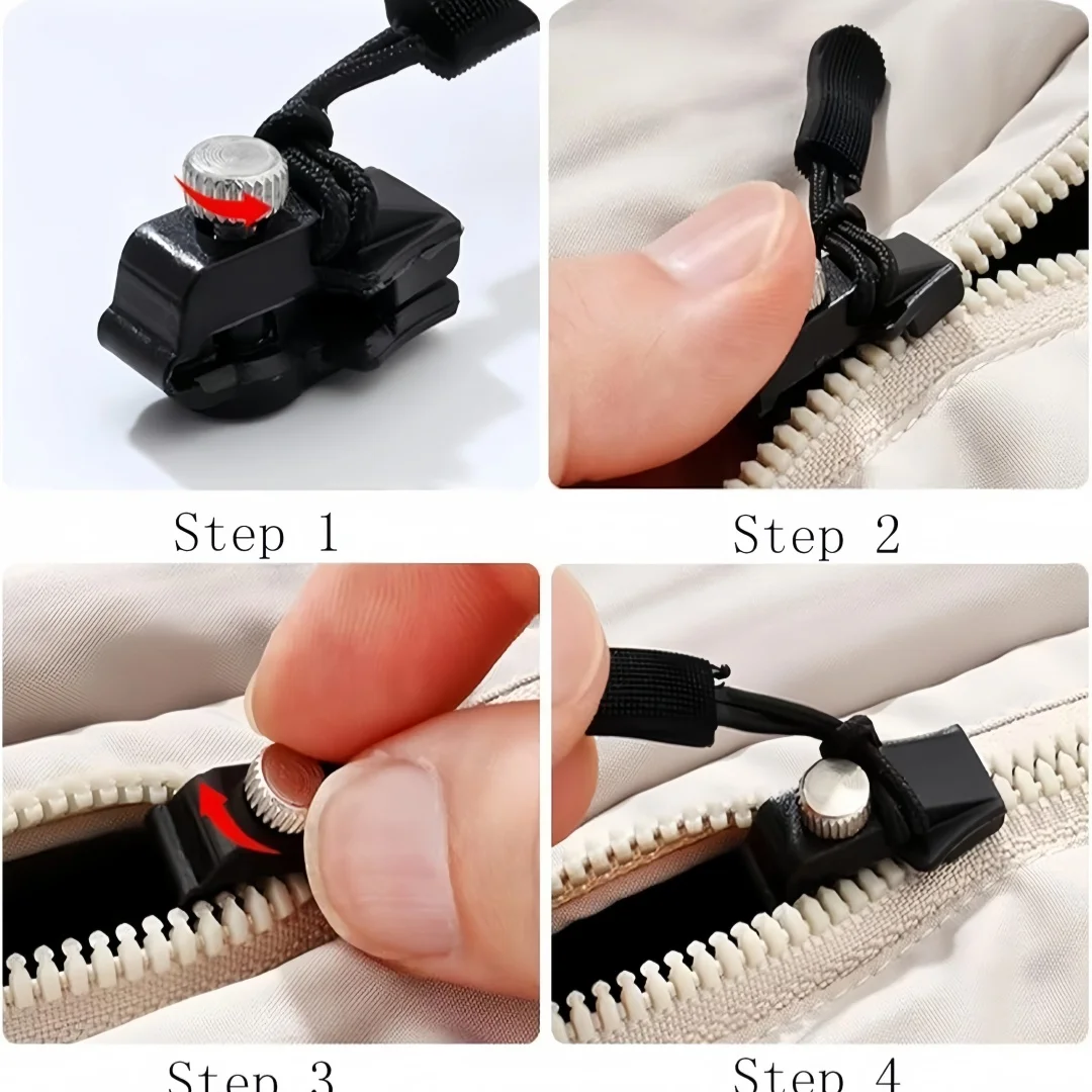 6/3pc Universal Zipper Lock Head Quick Installation Detachable Zipper Head for Jackets Luggage Bags Replacing Slider Lock Repair