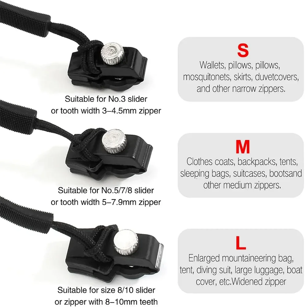 6/3pc Universal Zipper Lock Head Quick Installation Detachable Zipper Head for Jackets Luggage Bags Replacing Slider Lock Repair