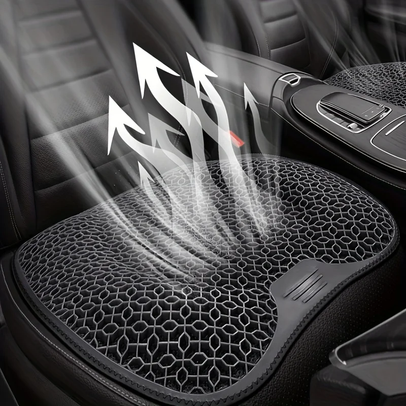 1pc Gel Seat Cushion - Honeycomb Design for Car/Office | Breathable & Machine Washable Pad, Ergonomic Support & Lightweight