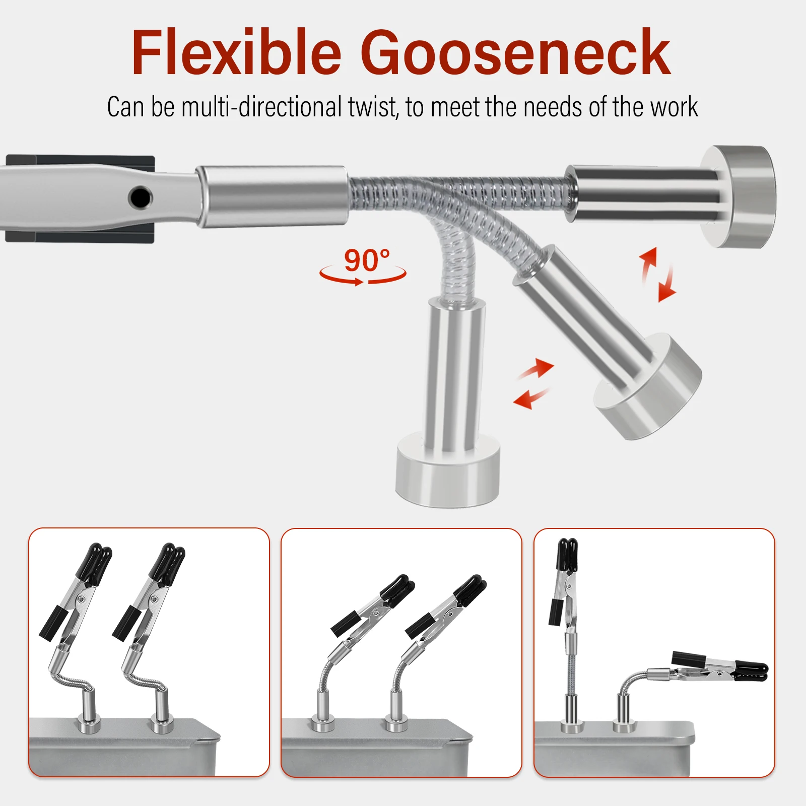 NEWACALOX Soldering Helping Hands 4 Magnetic Universal Flexible Arm Welding Assistant PCB Clamp Thir Hand Welding Repair Tools
