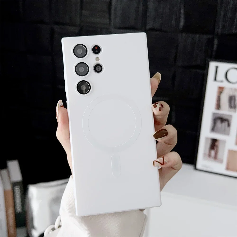 Luxury Matte Magnetic Case for Samsung S25 S24 S23 S22 Ultra S21 S20 Plus Capa for Samsung Note 20 Ultra Magsafe Phone Cover