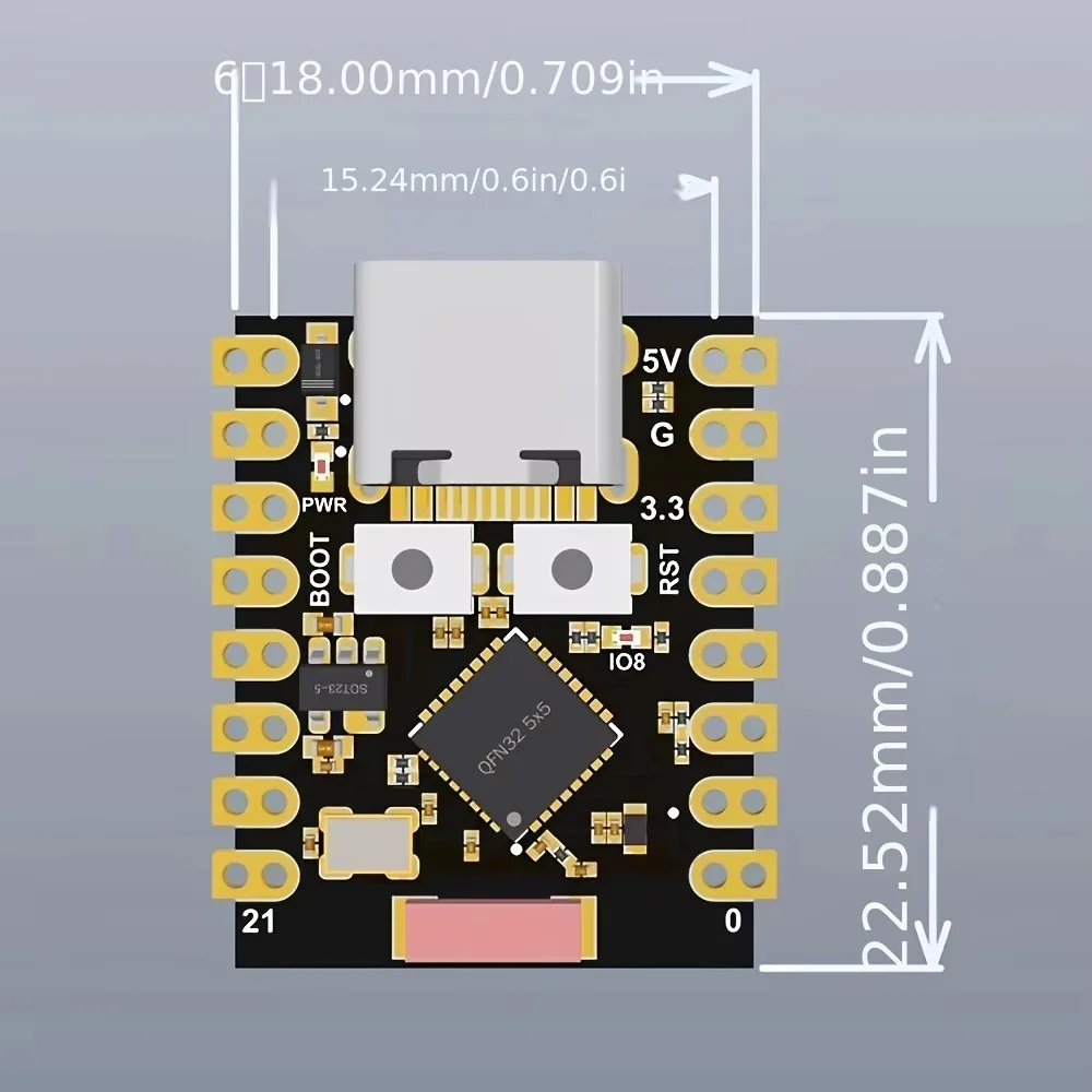 ESP32 C3 Development Board Modules Mini Wifi BT Bluetooth Module 32-Bit Single-Core Processor ESP32 C3 16Pin Type-C