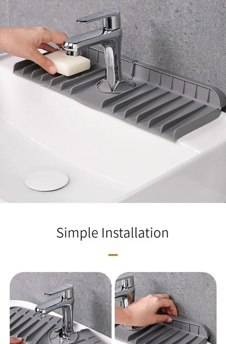 Silicone Faucet Mat Dish Soap Sponge Holder Sink Kitchen Countertop Drying Mat Bathroom Kitchen Sink Splash Guard Drain Pad