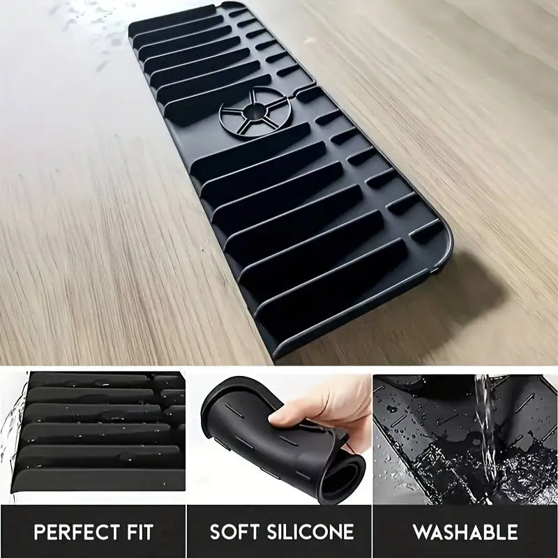 Silicone Faucet Mat Dish Soap Sponge Holder Sink Kitchen Countertop Drying Mat Bathroom Kitchen Sink Splash Guard Drain Pad