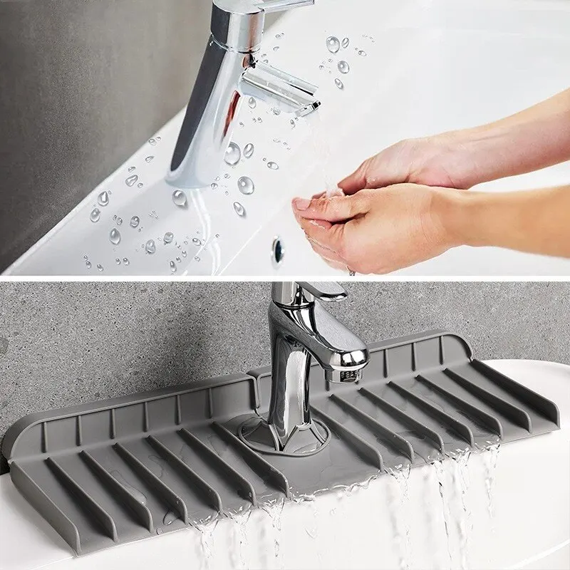 Silicone Faucet Mat Dish Soap Sponge Holder Sink Kitchen Countertop Drying Mat Bathroom Kitchen Sink Splash Guard Drain Pad