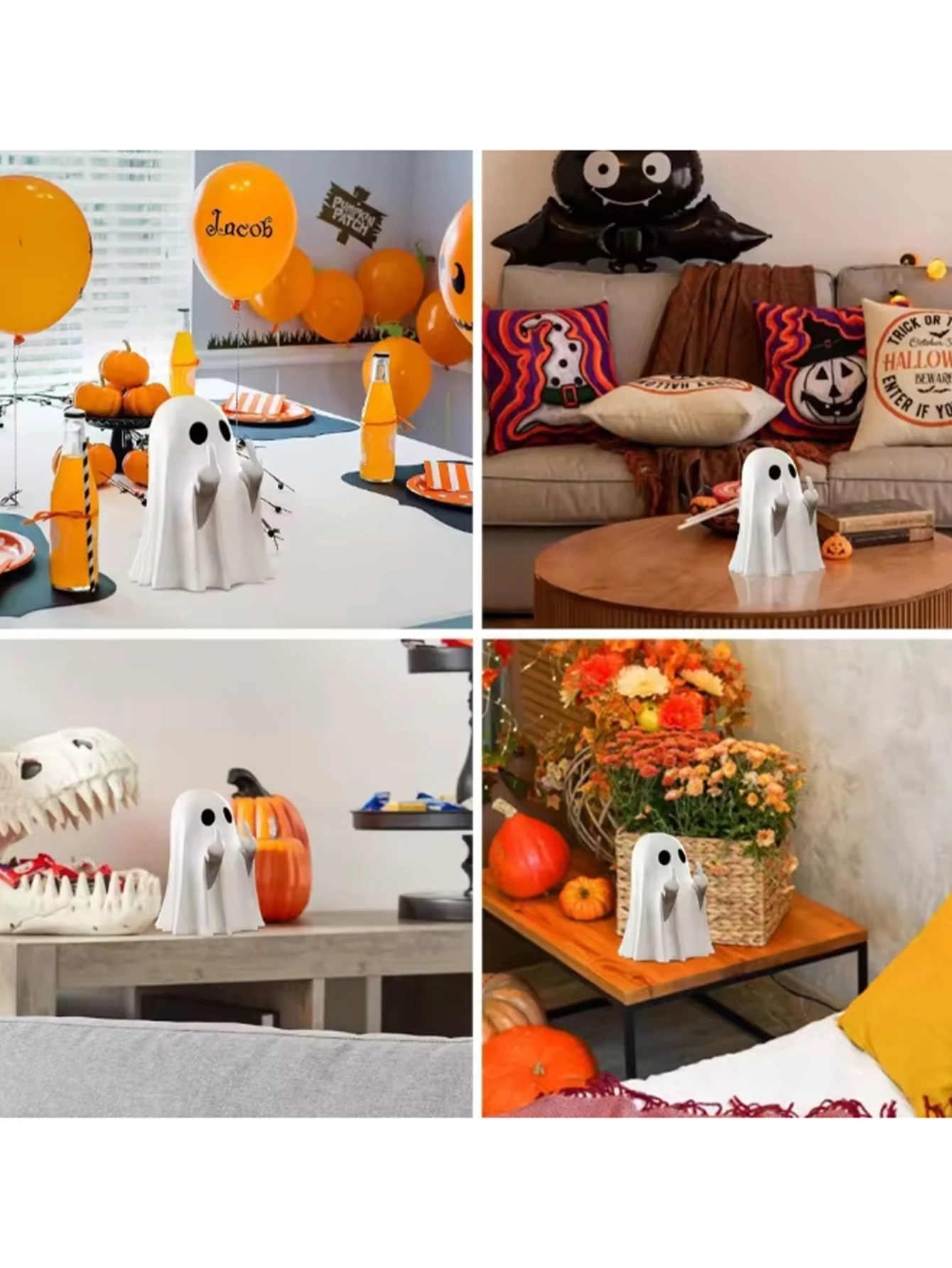 1pc Middle Finger Ghost Statue, 7.5cm Terrifying Ghost Decoration, Halloween Ghost Small Statue Ghost Decoration