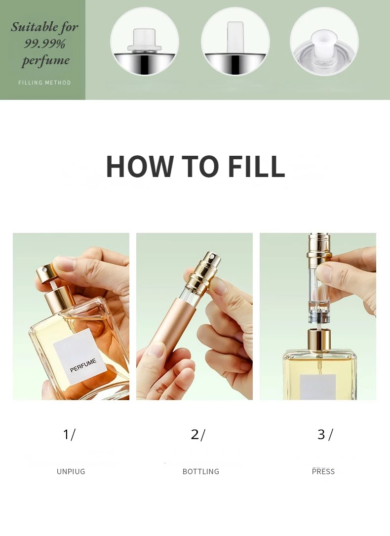 10ml 5ml Mini Bottom Filling Perfume Spray Dispenser Bottles Cosmetic Refillable Spray Atomizer Portable Liquid Container Bottle