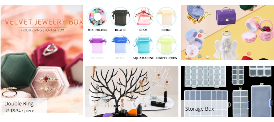 Plastic Jewelry Box 10/15/24 Compartment Slot Organizer Storage Beads Container Adjustable Jewelry Storage Box Rectangle Case