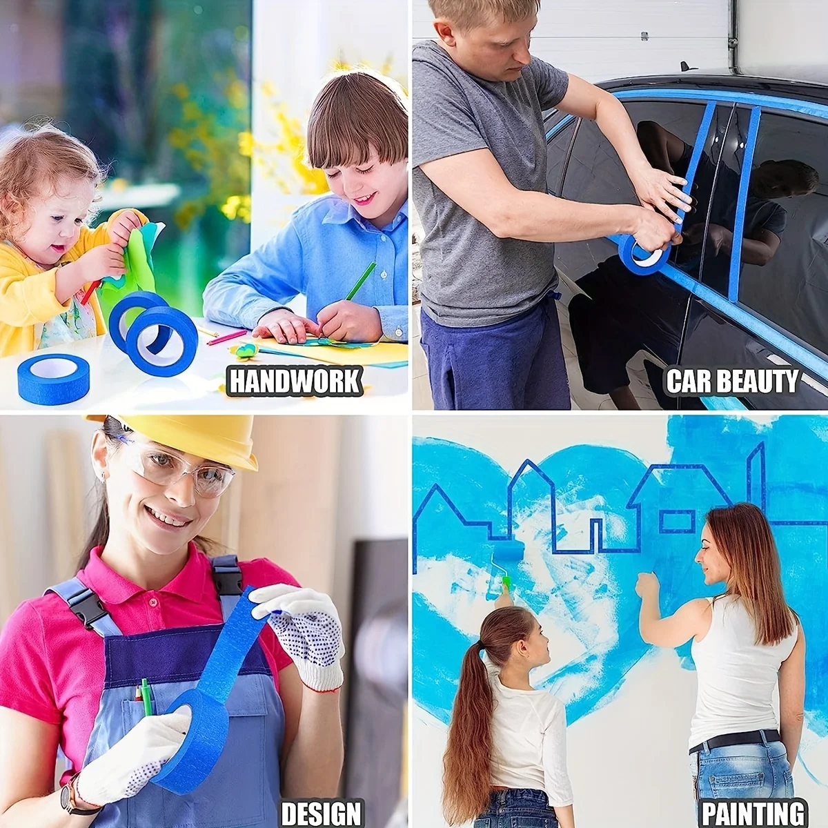 Blue Painters Tape, 1/2 inch,3/4 inch,1 inch,2 inch, Multi Size Painting Masking Tape, Clean Release Paper Tape for Home
