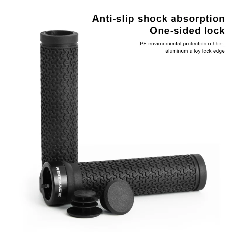 RIDERACE Bicycle Handle Bar Grips MTB Mountain Bike Single-sided Locking Handlebar Cover Rubber Non-slip Cycling Accessories