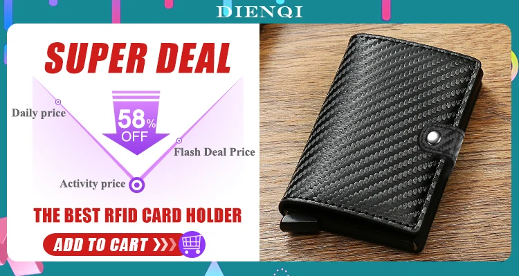 Rfid Smart Wallet Card Holder Metal Thin Slim Men Women Wallets Pop Up Minimalist Wallet Small Black Purse Vallet Walets for Men