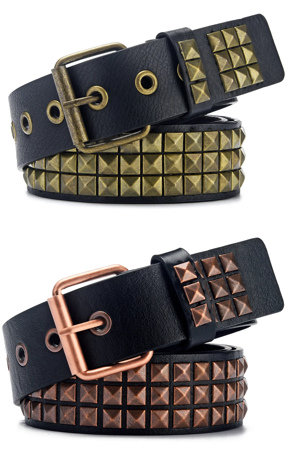 Fashion New Square Bead Rivet Belt Metal Pyramid Belt Men and Women Punk Hardware Jeans Belt Y2K Belt Designer Belt Women's Belt