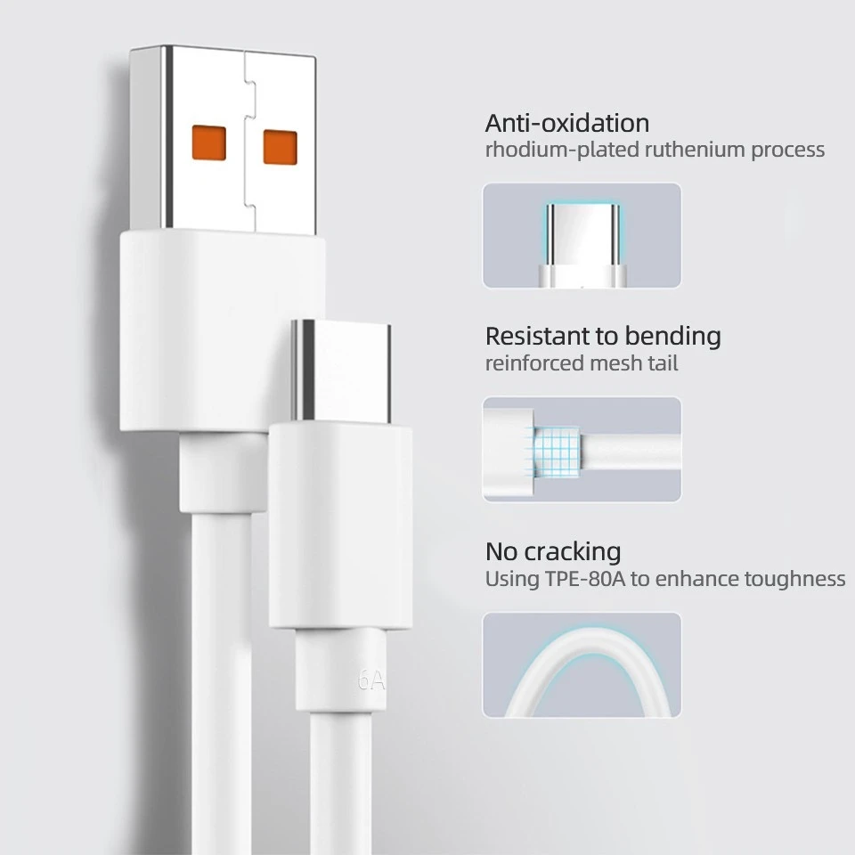 Original Xiaomi 6A 120W USB C-type Ultra Fast Charging Cable Xiaomi Mi 13 12 Pro Realme POCO 12 Turbo Fast Charging Data Cable