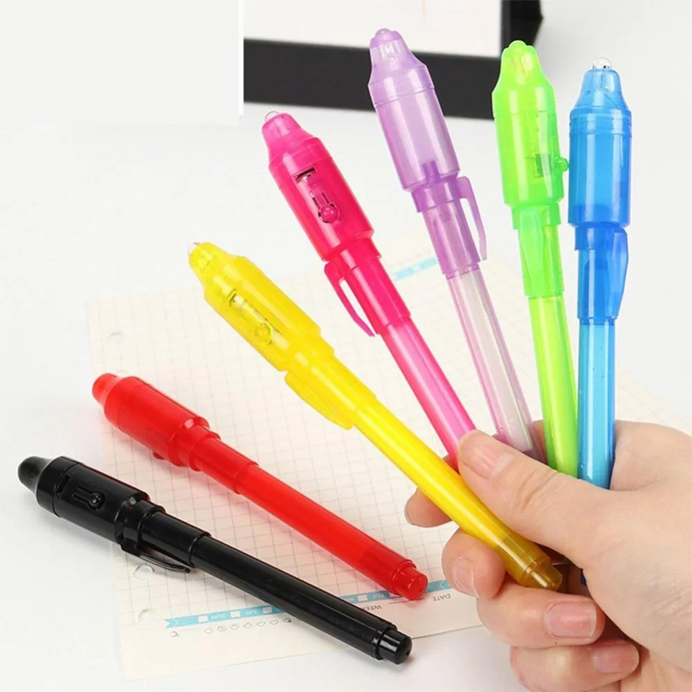 Luminous Light Pen Magic Purple 2 In 1 UV Black Light Combo Drawing Invisible Ink Pen Learning Education Toys For Child