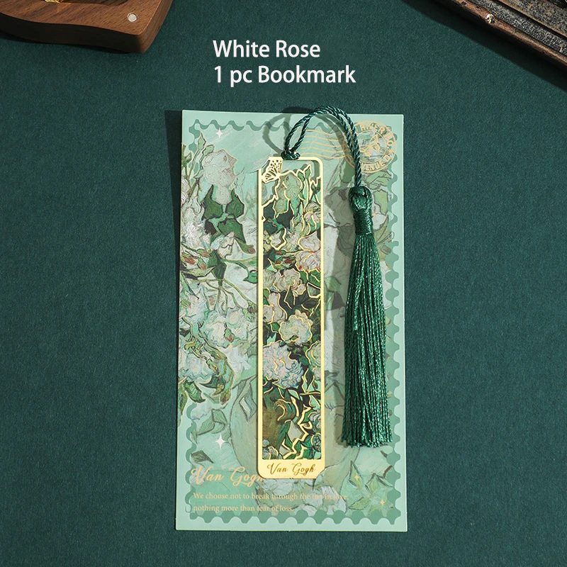 1 PC Retro Floral Painting Metal Bookmark Hollow Bronzing Bookmark With Tassel For Book Club Reader Writers Book Lovers Students