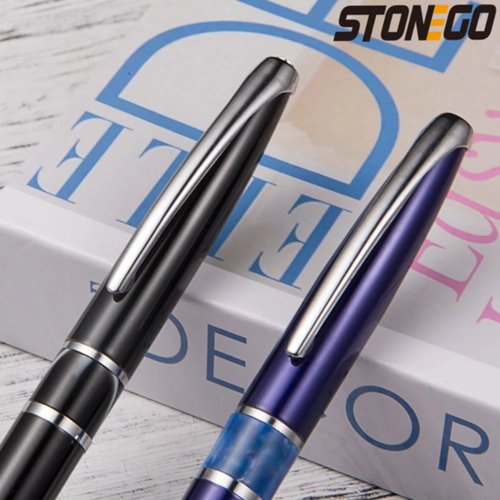 Luxury Refillable Ballpoint Pen Smooth Writing 1.0mm Medium Nib Stainless Steel Acrylic Office Supplies