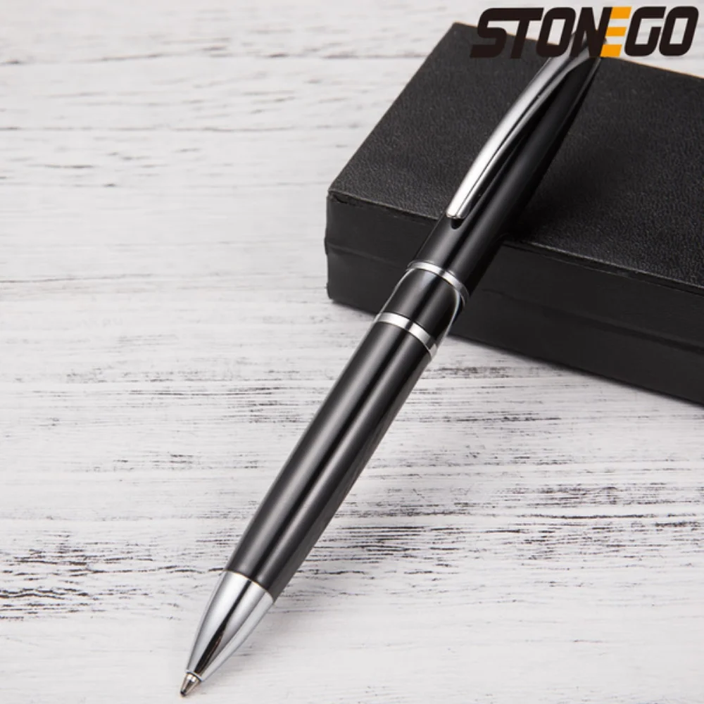 Luxury Refillable Ballpoint Pen Smooth Writing 1.0mm Medium Nib Stainless Steel Acrylic Office Supplies