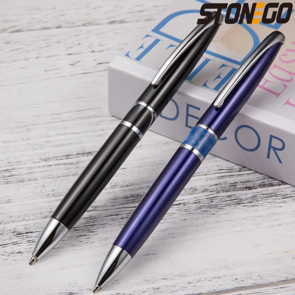 Luxury Refillable Ballpoint Pen Smooth Writing 1.0mm Medium Nib Stainless Steel Acrylic Office Supplies